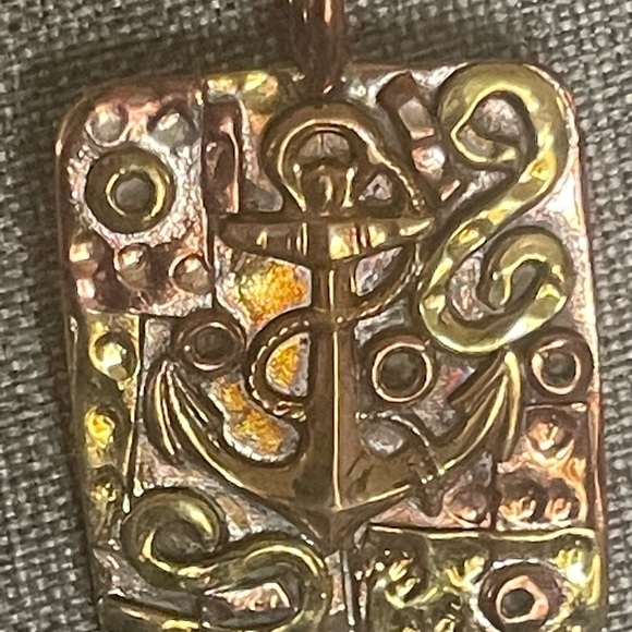 Handcrafted Mixed Metal Brass Gold Tone Signed Artisan Statement 18” Necklace - Picture 3 of 10